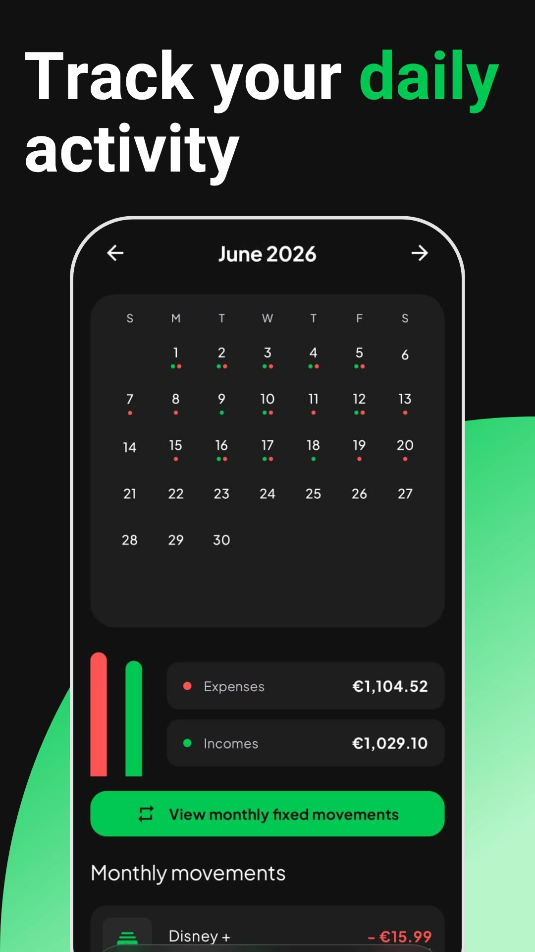 Calendar and daily tracking